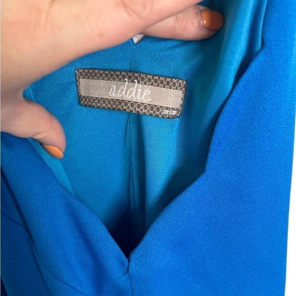 Addie Halter Scallop Blue Dress Fully Lined Size Medium - Picture 2 of 8